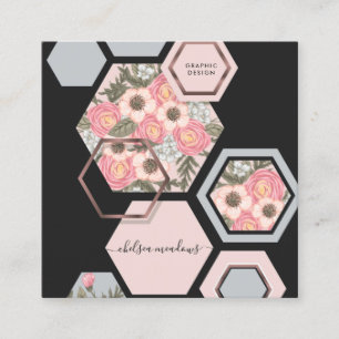 Moderne geometrische Blume   Honey Comb Square Quadratische Visitenkarte