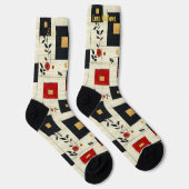 Moderne geometrische Blume - Maßgeschneiderte Beig Socken (Rechts)