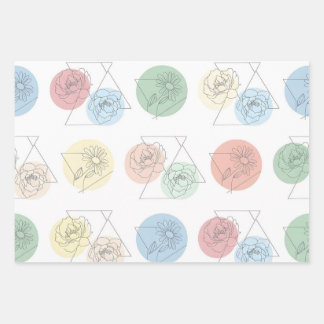 Moderne geometrische Blumen-Geschenkverpackung Geschenkpapier Set