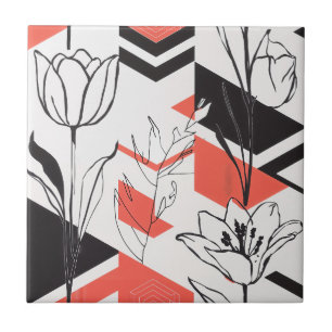 Moderne geometrische Blumengegensätze Fliese