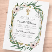 Moderne geometrische Blumenquertaufe-Einladung Postkarte