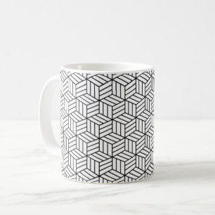 Moderne geometrische Box Linien Quadrat Schwarz-We Kaffeetasse
