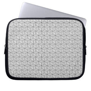 Moderne geometrische Boxlinien Quadratisch Schwarz Laptopschutzhülle