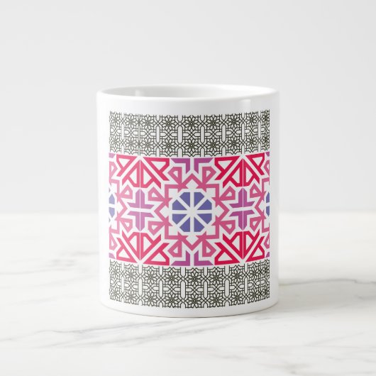Moderne geometrische bunte Boho-Muster Jumbo-Tasse (Vorderseite)