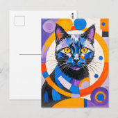 Moderne geometrische Cat Art Postkarte (Vorne/Hinten)
