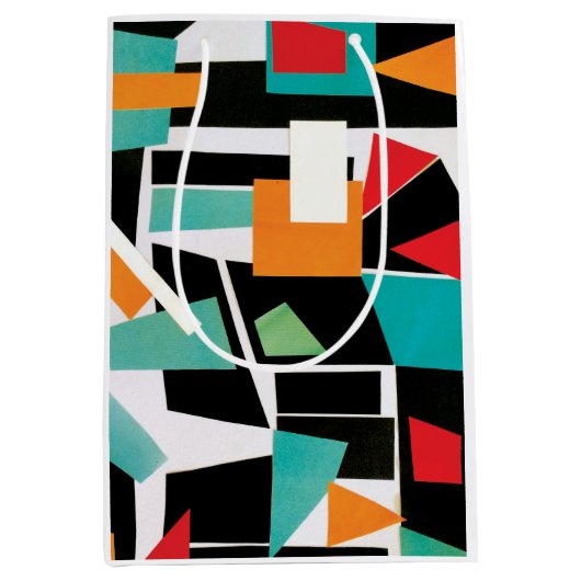 Moderne geometrische Collage Mittlere Geschenktüte (Vorderseite)