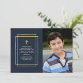 Moderne Geometrische Cross Foto Kommunion Vielen D Dankeskarte (Stehend Vorderseite)