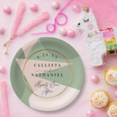 Moderne geometrische Darstellung Grüne, rosa Hochz Pappteller (Party)