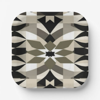 Moderne geometrische Dekorplatte | Neutrale Erde  Pappteller