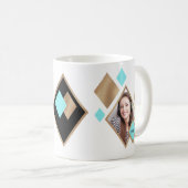 Moderne geometrische Diamanten mit 2 Foto und Mono Kaffeetasse (VorderseiteRechts)