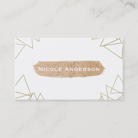Moderne geometrische Dreiecke aus Gold Pfirsichpin Visitenkarte (Vorderseite)