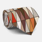 Moderne geometrische Dreiecke, Beige, Braun, Rot,  Krawatte (Gerollt)