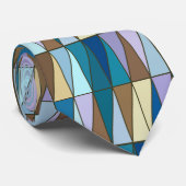 Moderne geometrische Dreiecke, Blau und Kaffeebrot Krawatte (Gerollt)
