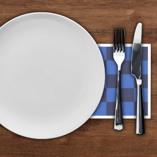 Moderne geometrische dunkelblaue fette Karo-Servie Serviette