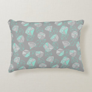 Moderne geometrische Edelstein-Muster Grau & Aqua  Dekokissen