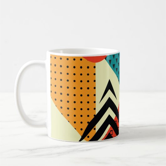 Moderne geometrische Elemente, Retro-Stil. Kaffeetasse (Links)