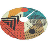 Moderne geometrische Elemente, Retro-Stil. Polyester Weihnachtsbaumdecke (Schrägansicht)