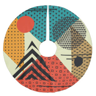 Moderne geometrische Elemente, Retro-Stil. Polyester Weihnachtsbaumdecke