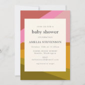 Moderne geometrische Erdung Rosa grüne rote Babydu Einladung (Vorderseite)