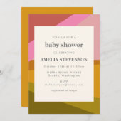 Moderne geometrische Erdung Rosa grüne rote Babydu Einladung (Vorne/Hinten)