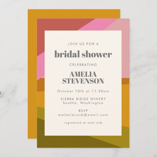 Moderne geometrische Erthyshusdusche Bridal Brunch Einladung (Vorne/Hinten)