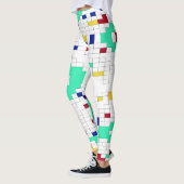 Moderne geometrische Farbblock-Gitternetz-Muster Leggings (Links)