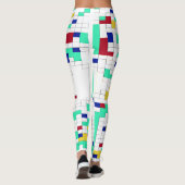Moderne geometrische Farbblock-Gitternetz-Muster Leggings (Rückseite)