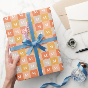 Moderne geometrische Farbblock-Monogramme Geschenkpapier