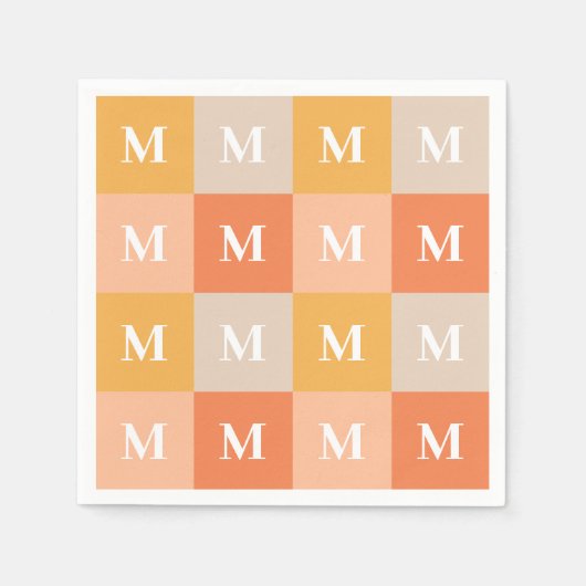 Moderne geometrische Farbblock-Monogramme Serviette (Vorderseite)