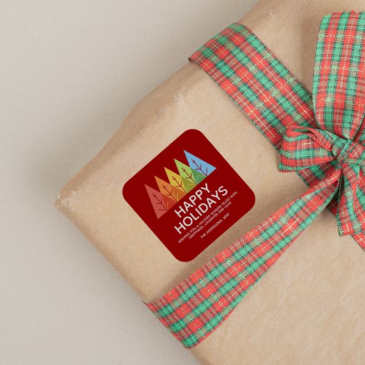 Moderne geometrische Farbe überschneidet Weihnacht Quadratischer Aufkleber