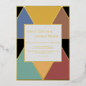 Moderne geometrische Farben Elegantes HochzeitGold Folieneinladung (Vorderseite)