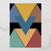 Moderne geometrische Farben Elegantes HochzeitGold Folieneinladung (Rückseite)