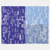 moderne geometrische Farbtöne mit blauen Namensmus Fleecedecke (Vorderseite (Horizontal))