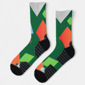 Moderne geometrische Farbvariante Grün Socken (Links)