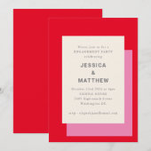 Moderne geometrische, fett rosa rote Engagement-Pa Einladung (Vorne/Hinten)