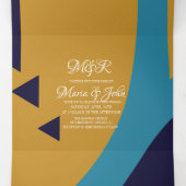 Moderne geometrische, fette Retro-Hochzeit Dreifach Gefaltete Einladung (Innenseite Mitte)