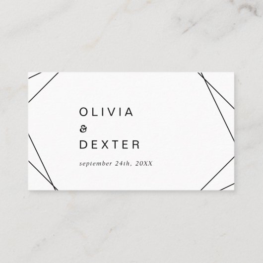 Moderne geometrische Flächenhochzeit Platzkarte (Rückseite)