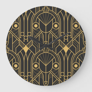 Moderne geometrische Fliesen Art Deco Große Wanduhr