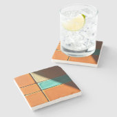 Moderne geometrische Fliesenmuster-Design Steinuntersetzer (Seitenansicht)