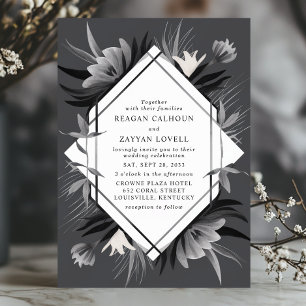 Moderne geometrische florale monochrome elegante H Einladung