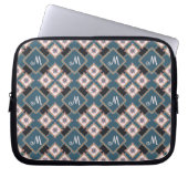 Moderne geometrische florale Monogramm-Blumenmuste Laptopschutzhülle (Vorderseite)