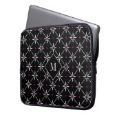 Moderne geometrische florale Monogramm-Laptoptasch Laptopschutzhülle (Vorderseite Links)