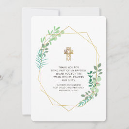Moderne geometrische Foliage Taufe Vielen Dank Dankeskarte