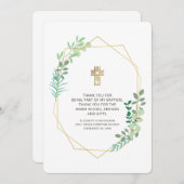 Moderne geometrische Foliage Taufe Vielen Dank Dankeskarte (Vorne/Hinten)