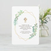 Moderne geometrische Foliage Taufe Vielen Dank Dankeskarte (Stehend Vorderseite)