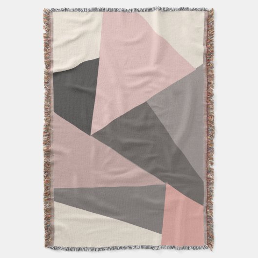 Moderne geometrische Formen aus rosa und grauem Mi Decke (Vorderseite Vertikal)