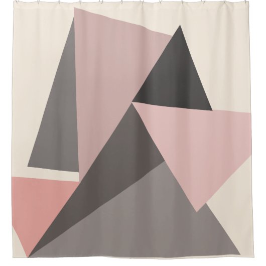 Moderne geometrische Formen aus rosa und grauem Mi Duschvorhang (Vorderseite)
