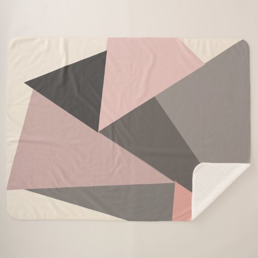 Moderne geometrische Formen aus rosa und grauem Mi Sherpadecke (Vorderseite (Horizontal))