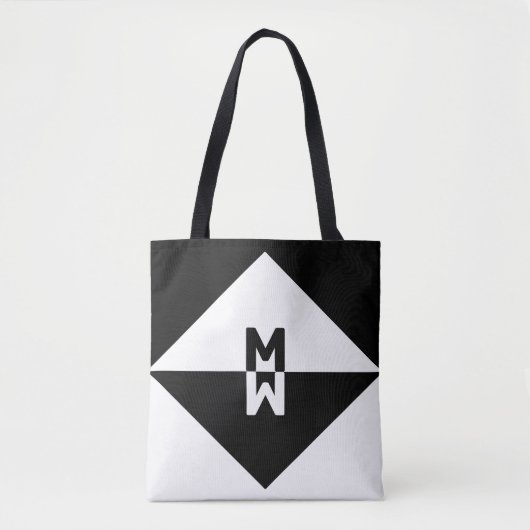 Moderne geometrische Formen aus Schwarz und Weiß Tasche (Vorderseite)