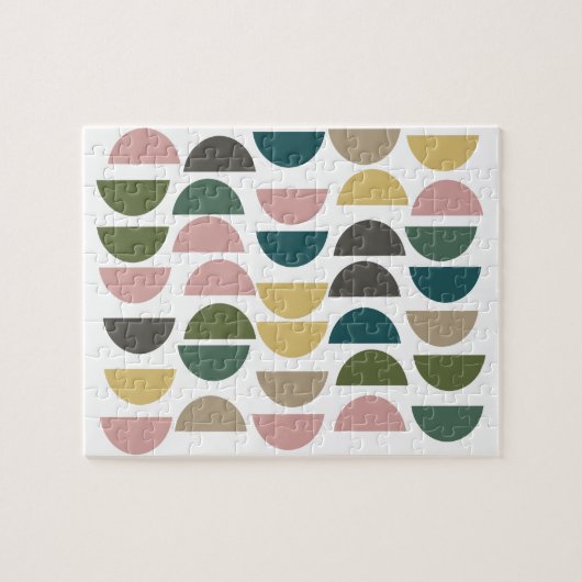 Moderne geometrische Formen in erdigen Pasten Puzzle (Horizontal)